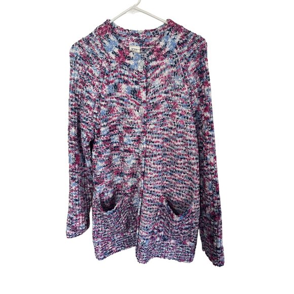Blair blue pink white marbled knit cardigan button up size M - Picture 5 of 7